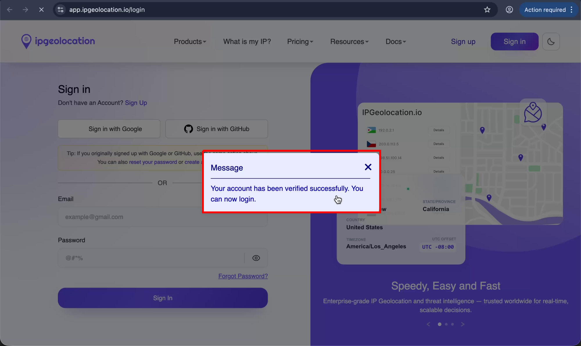 Post verify email step sign up ipgeolocation.io